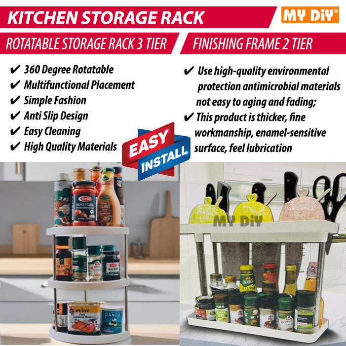 MULTIFUNCTION FINISHING FRAME 2 TIER / ROTATABLE STORAGE RACK 3 TIER ...