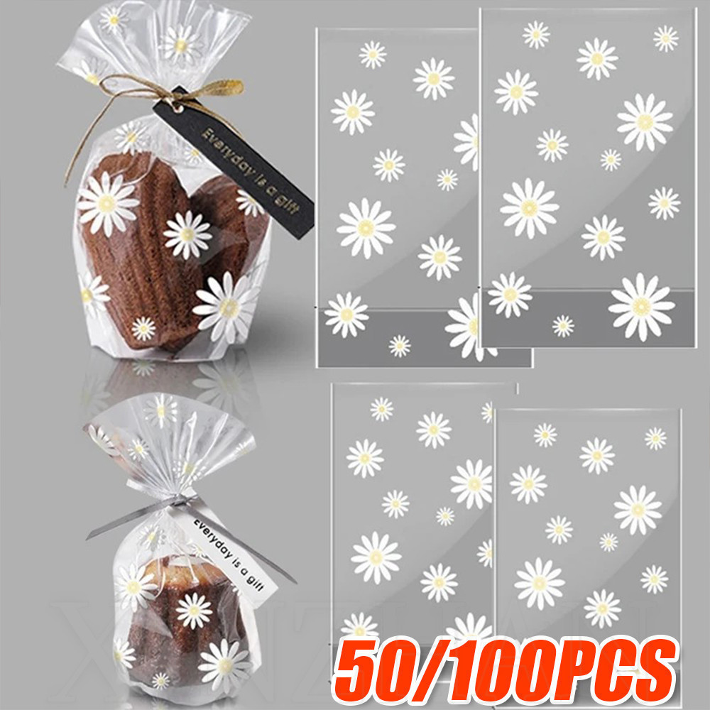 100 Counts 28 X 13 Cm Xmas Flat Clear Cellophane Treat Bags Block...