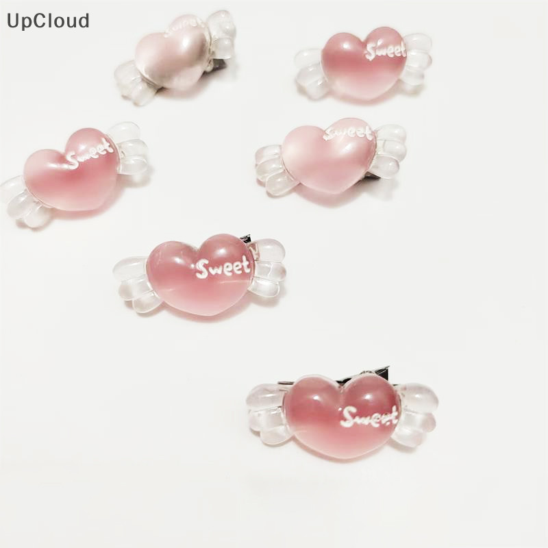 [UpCloud] 2PCS/Bag Sweet Cute Pink Love Wings Hair Clip Y2k Girly Heart ...