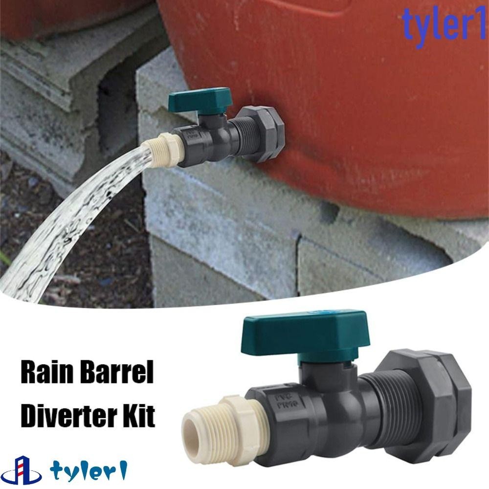 TYLER1 PVC Rain Barrel Spigot Diverter, 3/4in With Bulkhead Fitting