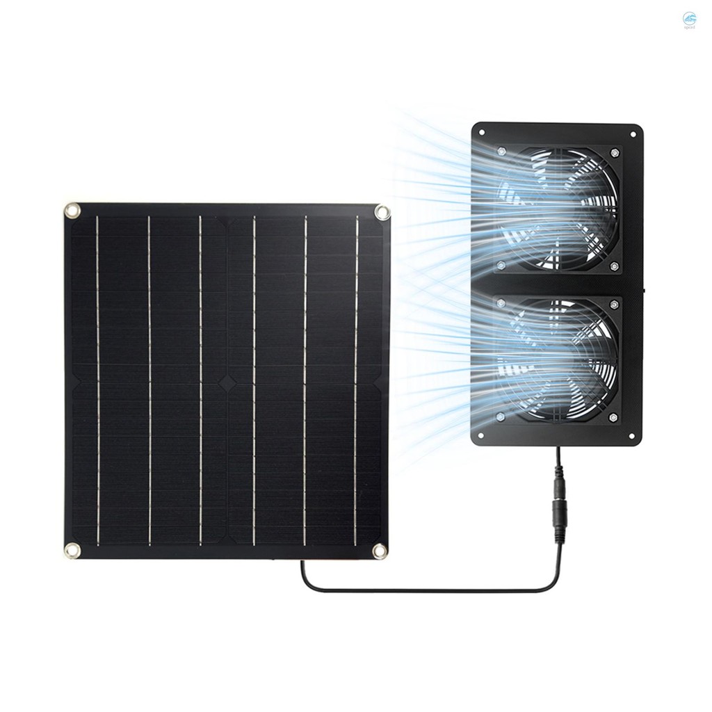 Solar Powered Fan, 20W Solar Panel & Dual Exhaust Fan Kit, Solar Panel ...