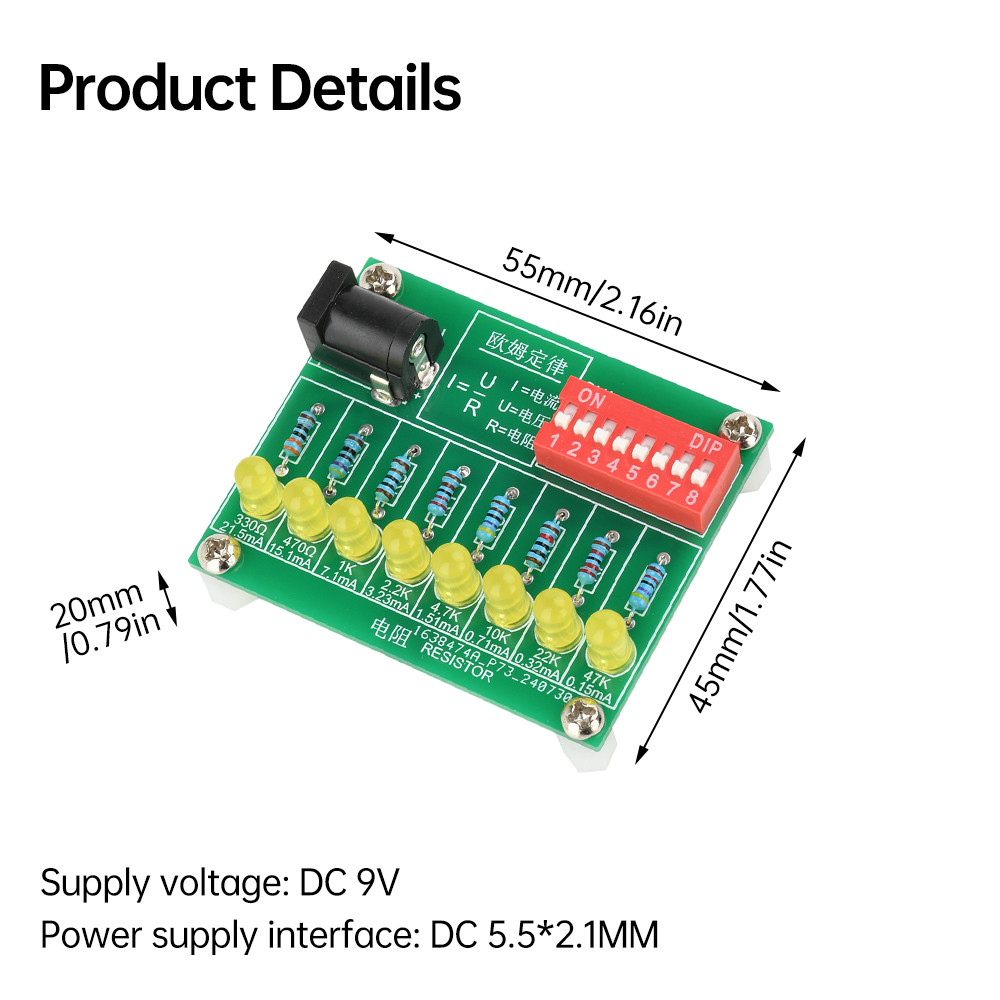 Pcbfun DC 9V LED current test electronic production DIY bulk resistor ...