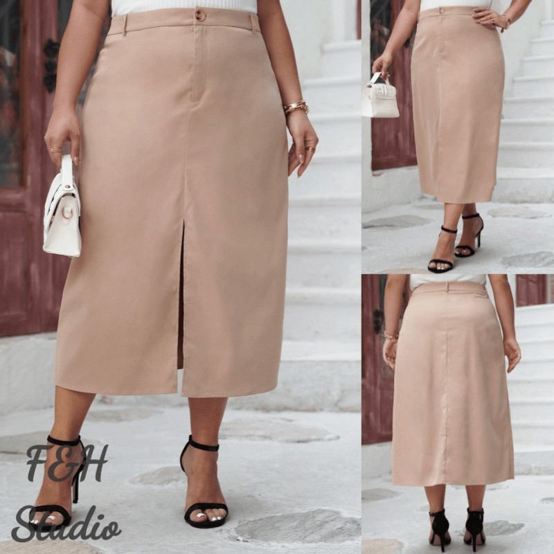 Brown pencil skirt 4xl best sale