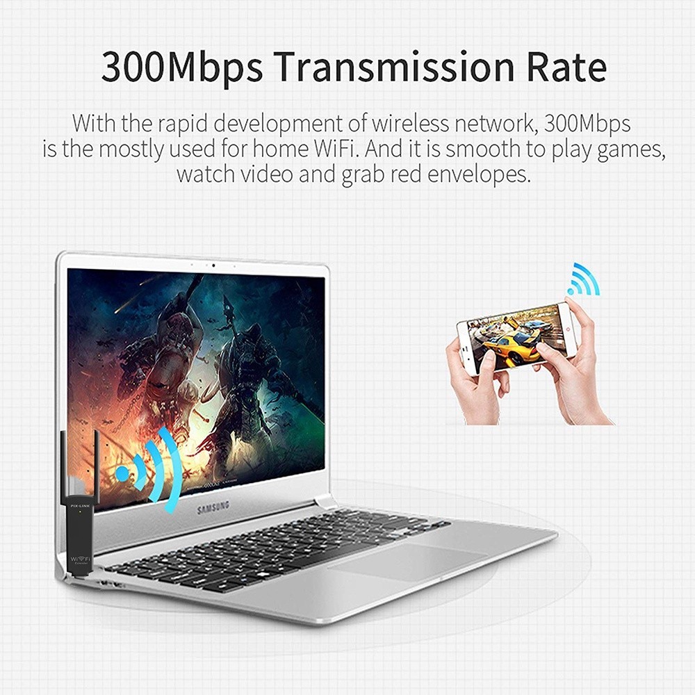 Mini USB WiFi Repeater Dual Antenna WiFi Extender 300Mbps Signal ...