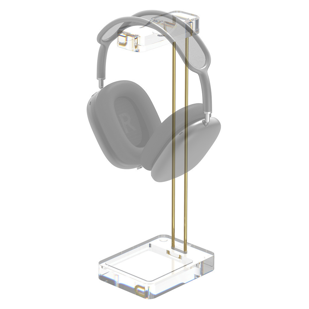 Geekria Acrylic Clear Headphone Stand with Gold-Tone Hardware for Over-Ear,  On-Ear Headphones, Gaming Headset Holder, Headphone Hanger