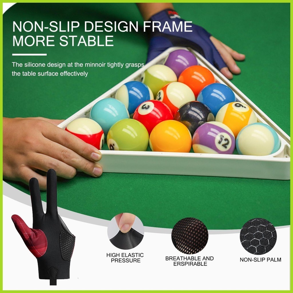 Pool Glove Three Finger Gloves Left Hand, Adjustable Cue Shooter Billiards Gloves For Men