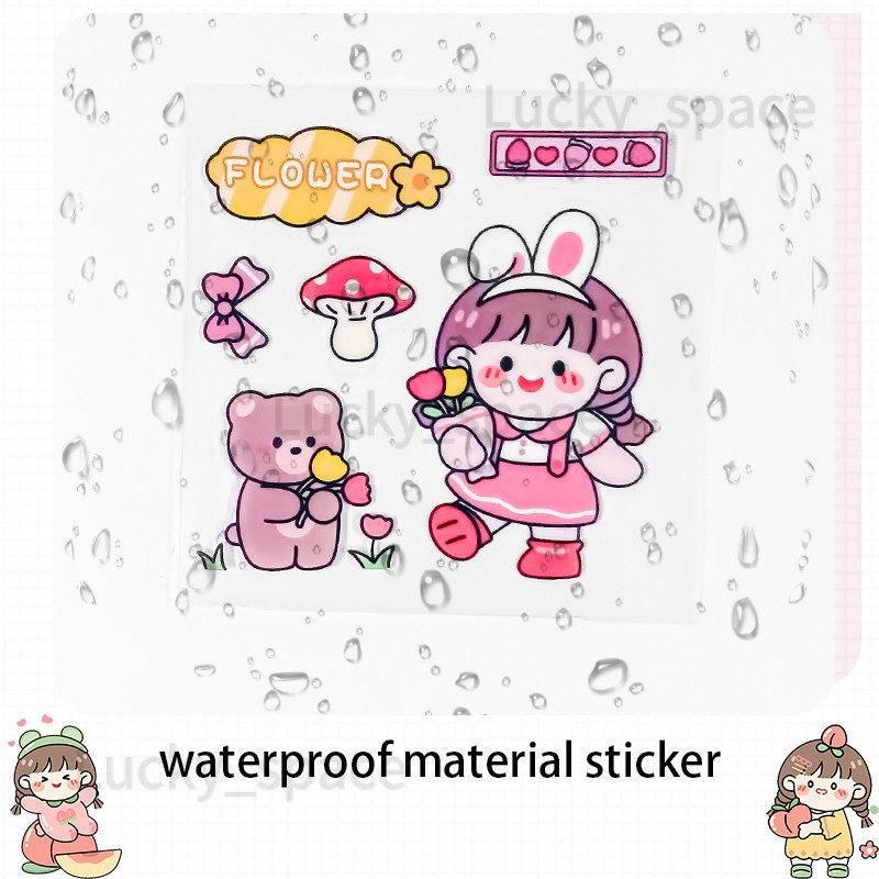 1 PCS Ins Girl Waterproof Stickers 8x8cm PET Handbook Cute Sticker kids ...