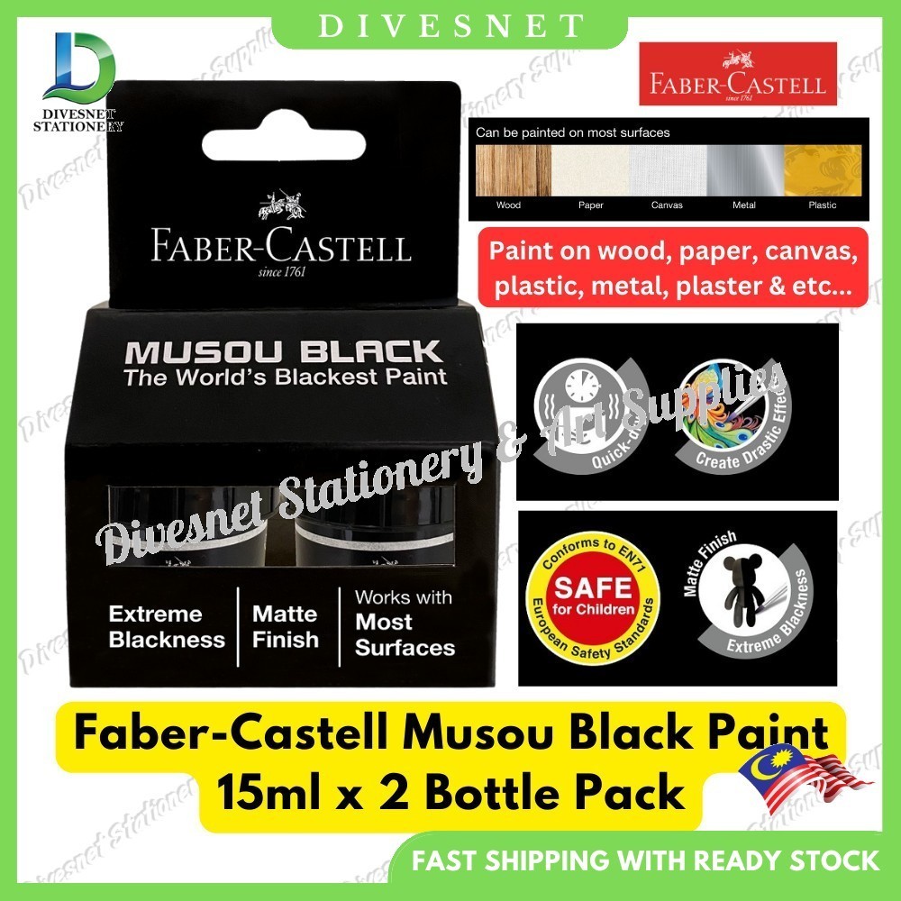 FaberCastell Musou Black Paint 15ml 2in1 Pack Poster Colour Warna Poster 廣告顏料 Shopee Malaysia