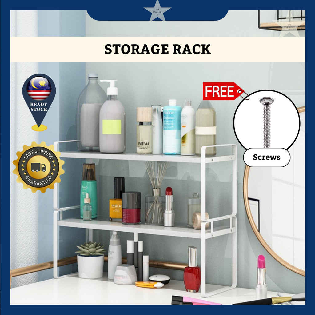 1/2 Tier Storage Rack Multi Layer Rack Desk Table Organizer Rack ...