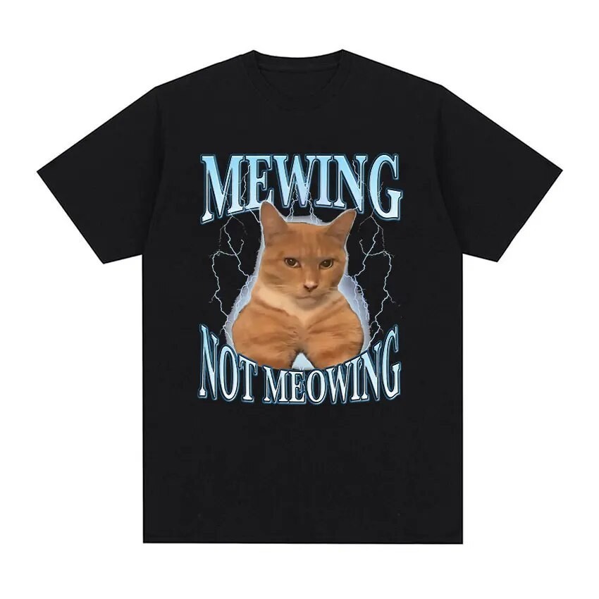 Meowing Looksmax Cat Meme Graphic T Tshirts Tops100 | Shopee Malaysia