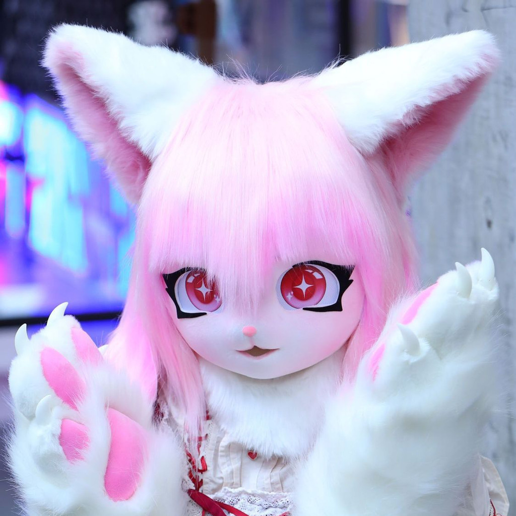 Kigurumi Fursuit Lolita Head Cover Plush Beast Cosplay Mask with ...