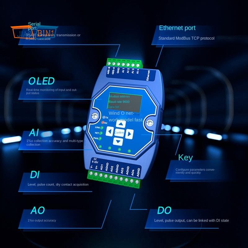 4 Way Remote Acquisition Control Modbus I/P Networking Module 4AI+4AO 0 ...