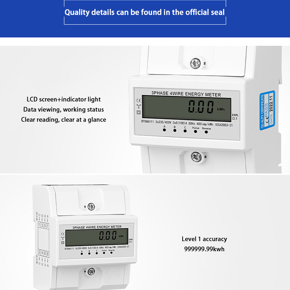 [Redkee.my] 3 Phase 4 Wire Din Rail Energy Meter Digital KWh Meter ...