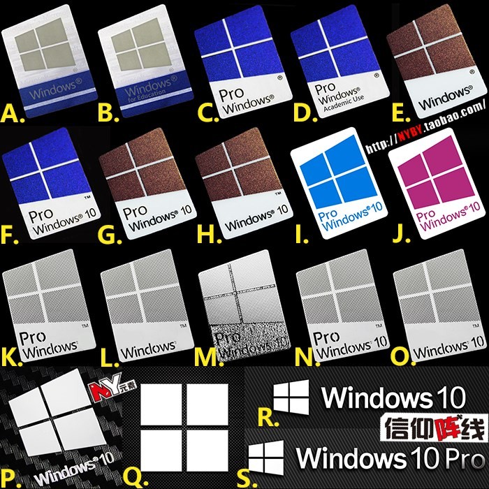 Sticker New Style Original Windows10 Win10 pro Computer Sticker Metal ...