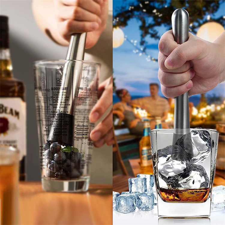 304 Stainless Steel 10 Inch Cocktail Muddler And Mixing Spoon ...