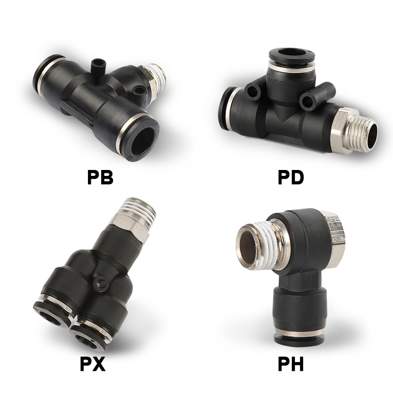 PB/PX/PH/PD Male Thread Coupler Y type Push In Fittings Pneumatic Quick ...