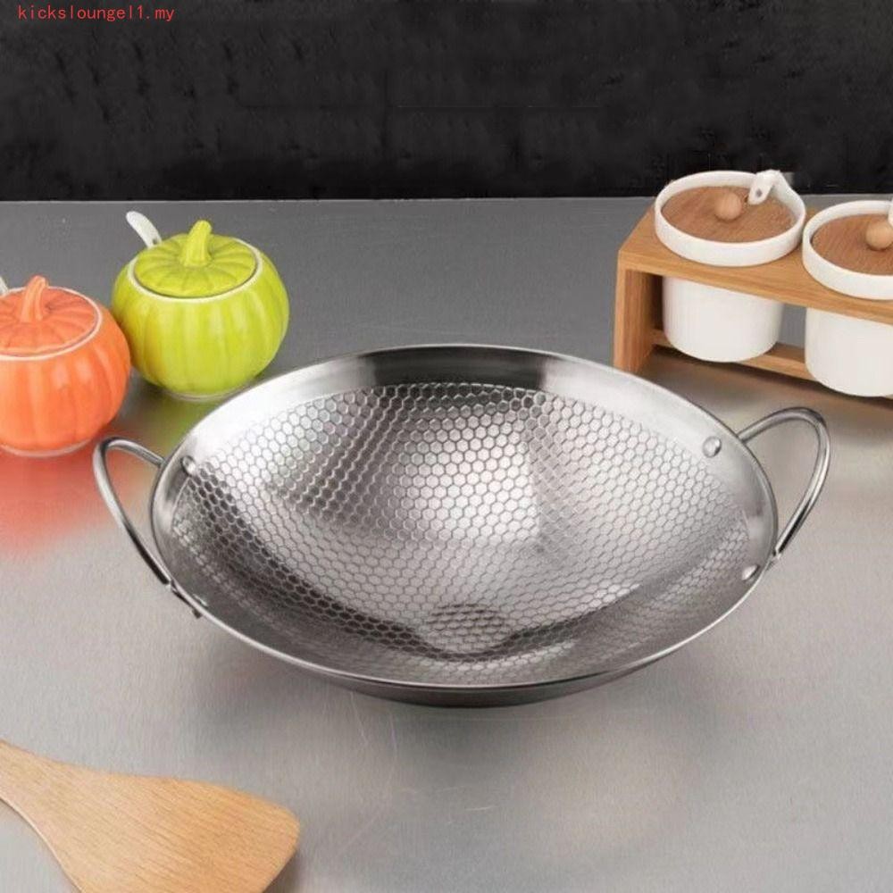 KICKSLOUNGEL Frying Cooking Pot, Honeycomb Pattern Stainless Steel ...