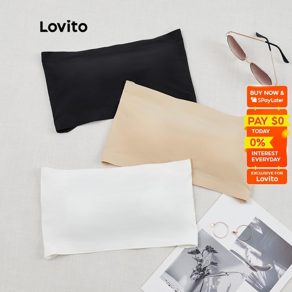 Lovito Elegant Plain Seamless Strapless Wireless Bra With