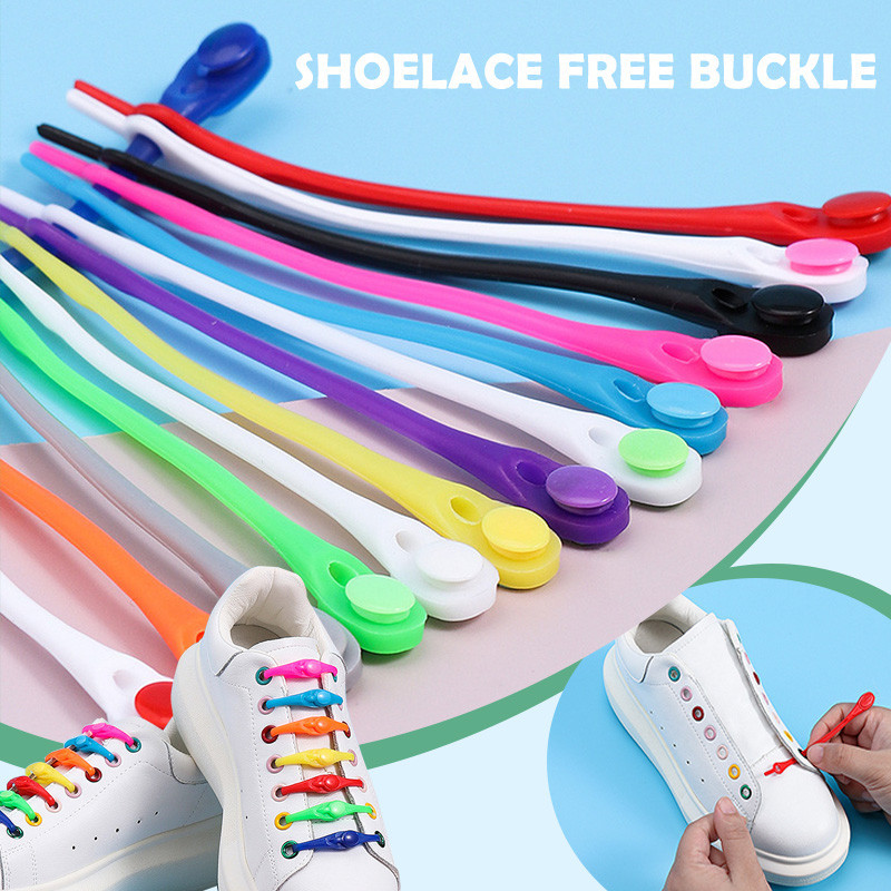 12pcs Silicone shoelace bracelet Creative shoe laces round shoe lace no tie shoelaces flat shoes lace lazy shoe lace free Shopee Malaysia