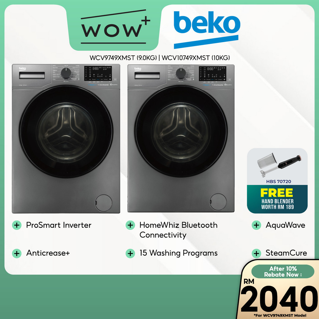 Beko WCV9749XMST WCV10749XMST Washing Machine 9kg/10kg, Featuring