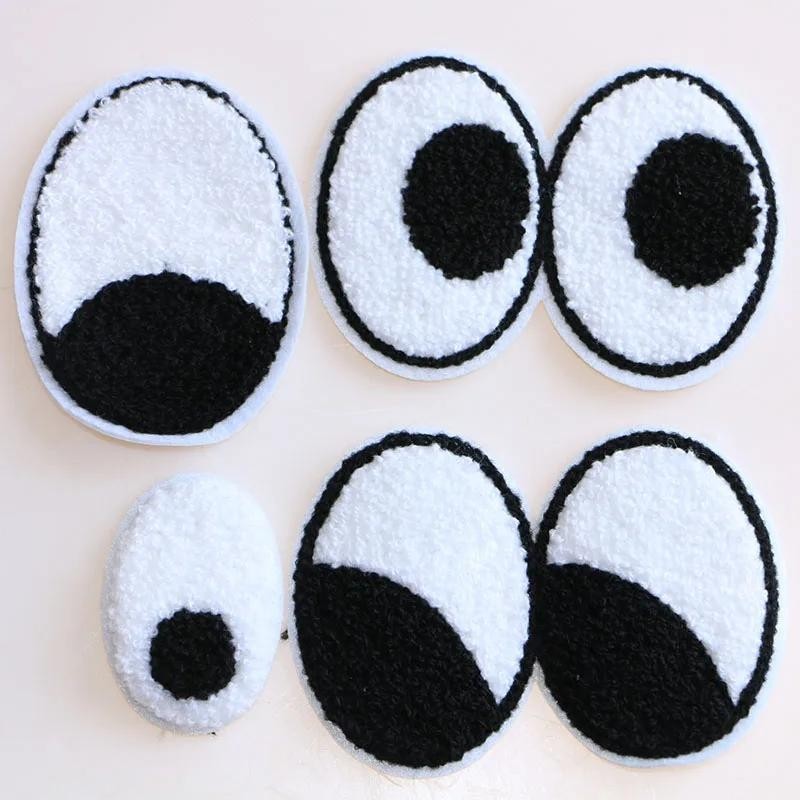 A Pair Of Black And White Eyes Cartoon Icontowel Embroidery Iron On 