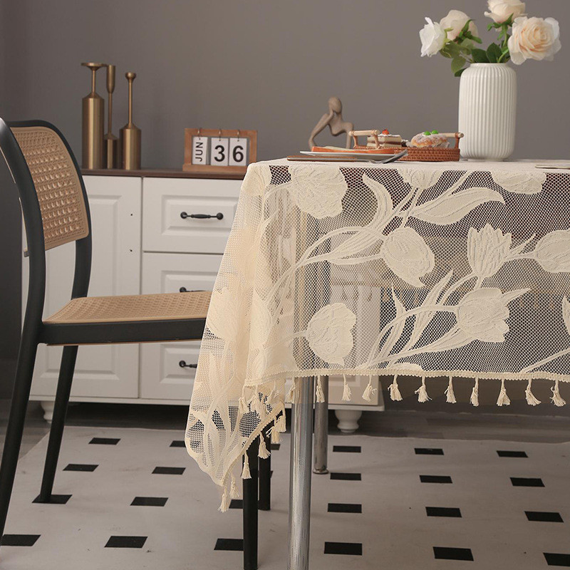 New simple tassel tablecloth household Scandinavian style lace ...