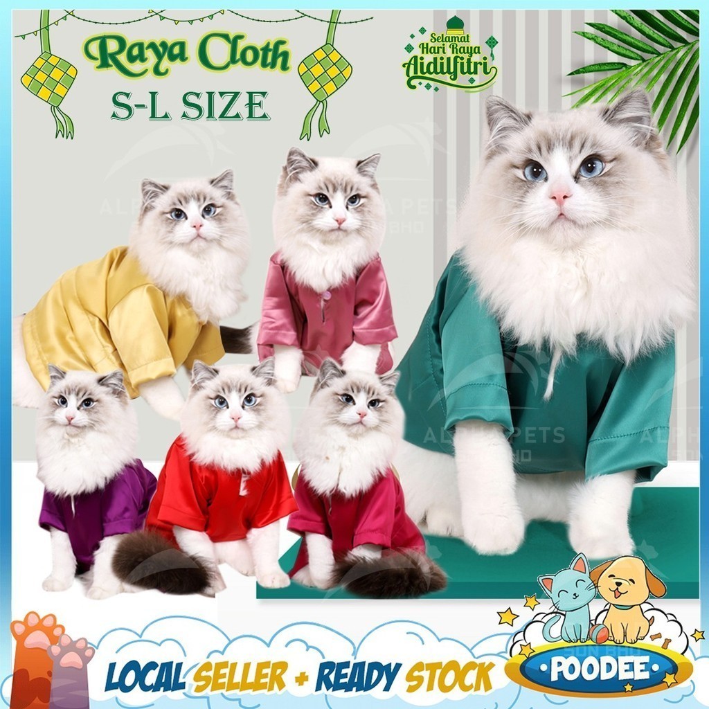 ALPHAPETS Baju Raya Melayu Kucing Baju Kurung Baju Melayu Raya Aidilfitri Cloth Cat Clothes
