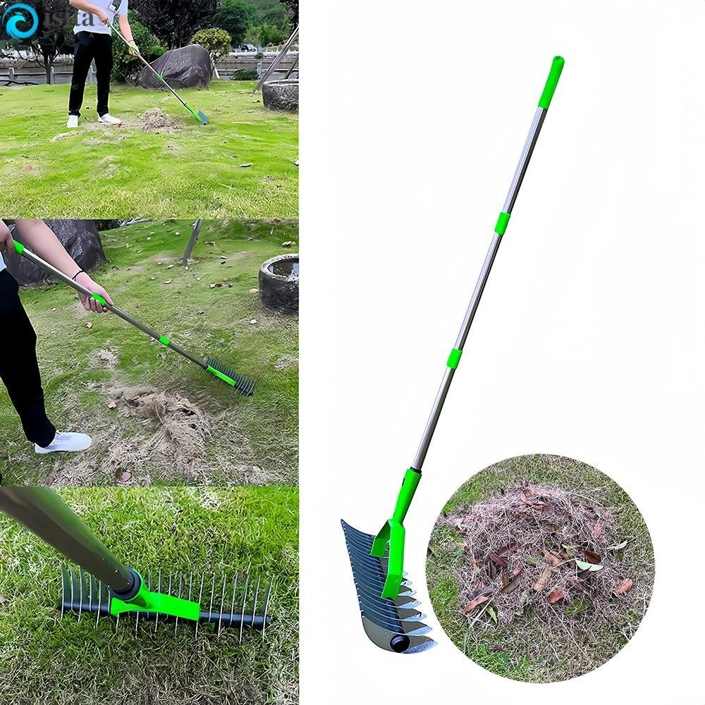 ISITA Grass Rakes, Scarifier Soil Hay Deciduous Thatch Rake, Durable