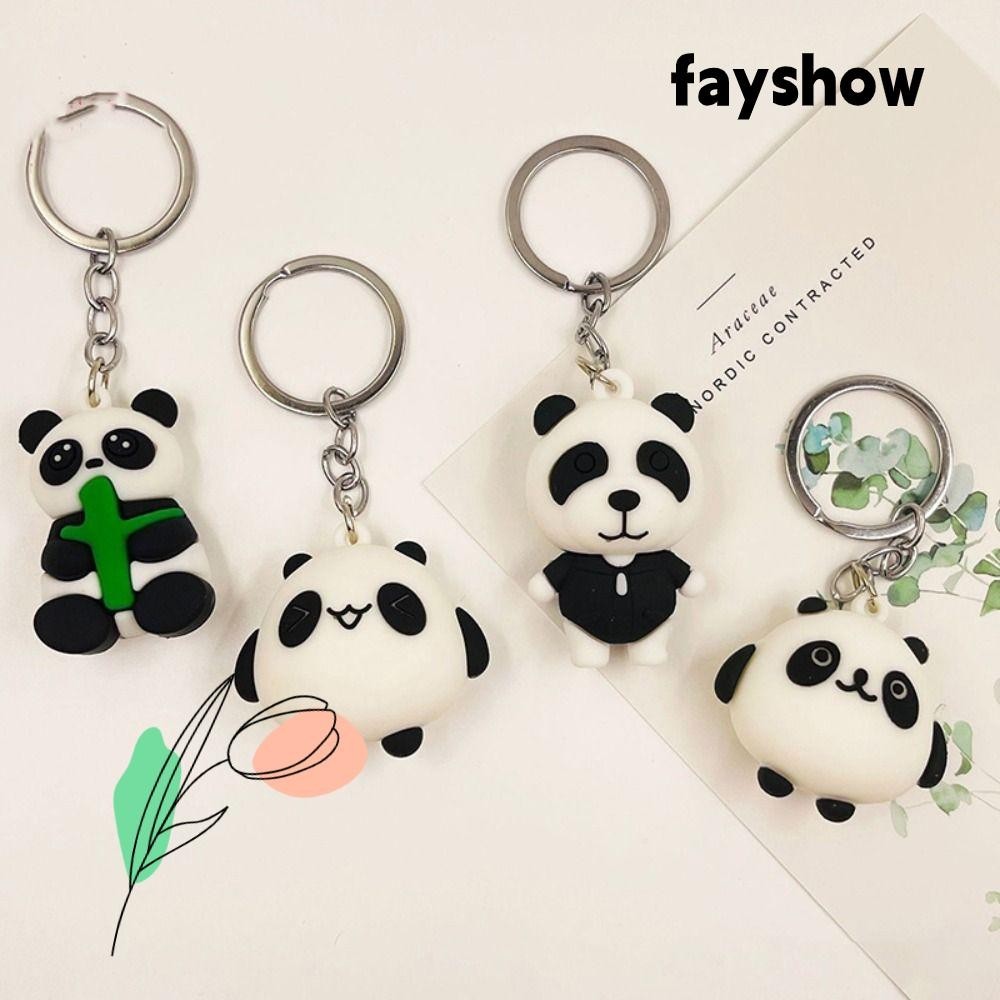 FAYSHOW Panda Keychain, Cute Panda Bag Key Pendant, Gifts White Black ...