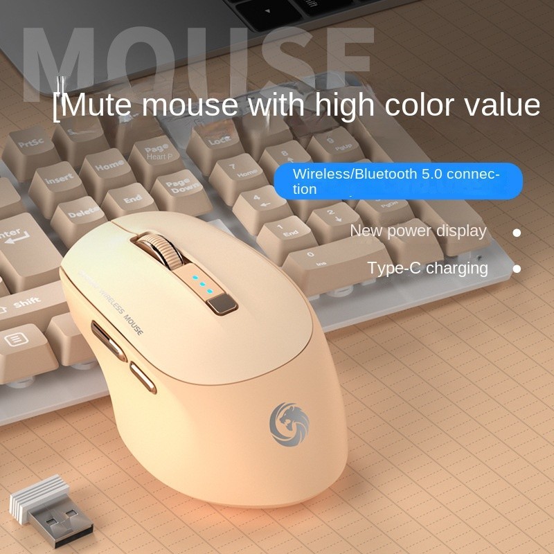 Bluetooth Three-mode Mouse with Power Display Rechargeable Computer ...