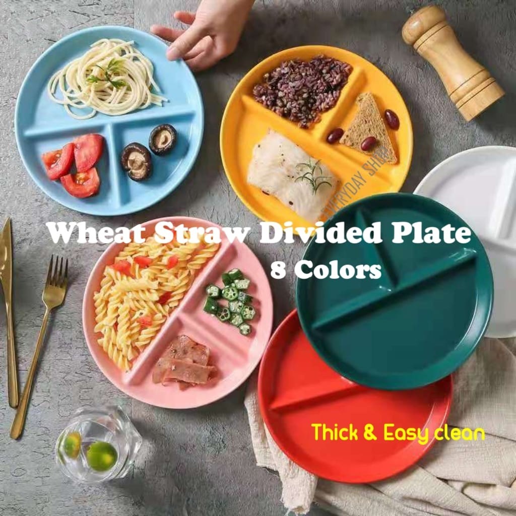 Wheat Straw Pinggan SukuSuku Separuh Pinggan Diet Portion Plate