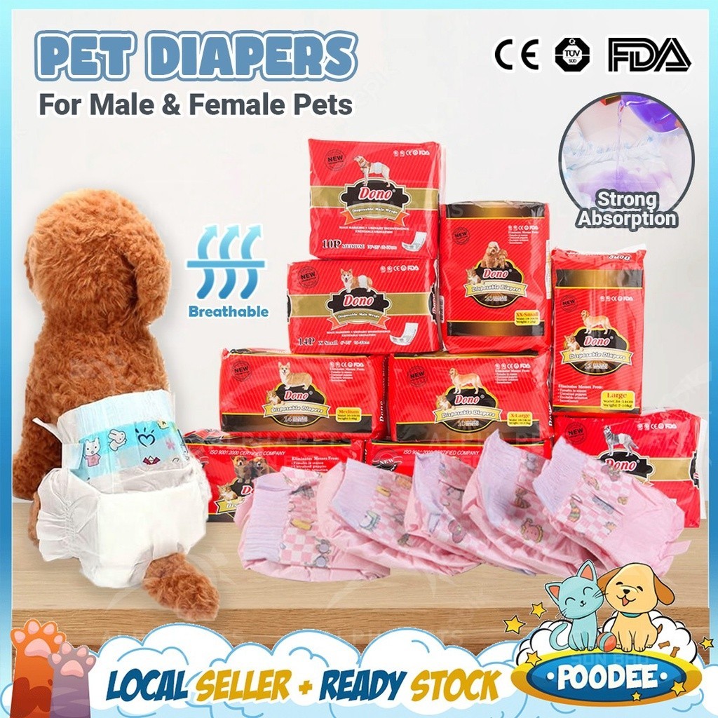 ALPHAPETS Dono Dog Diaper Male Dog Diaper Female Diaper Kucing Murah ...