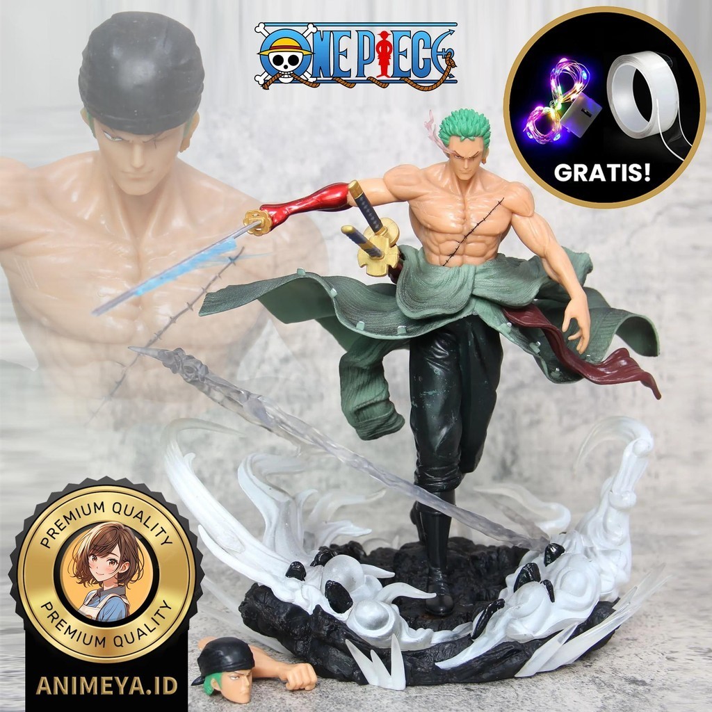 MERAH Action Figure Statue One Piece Roronoa Zoro Diorama Haki Red ...