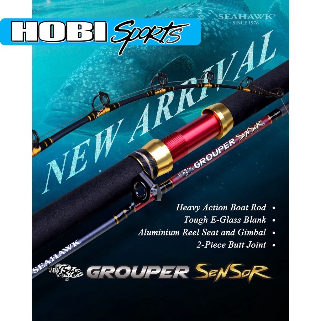 SEAHAWK GROUPER SENSOR E-GLASS Boat Rod ((ALU Reel Seat & Gimbal )) ((1 ...