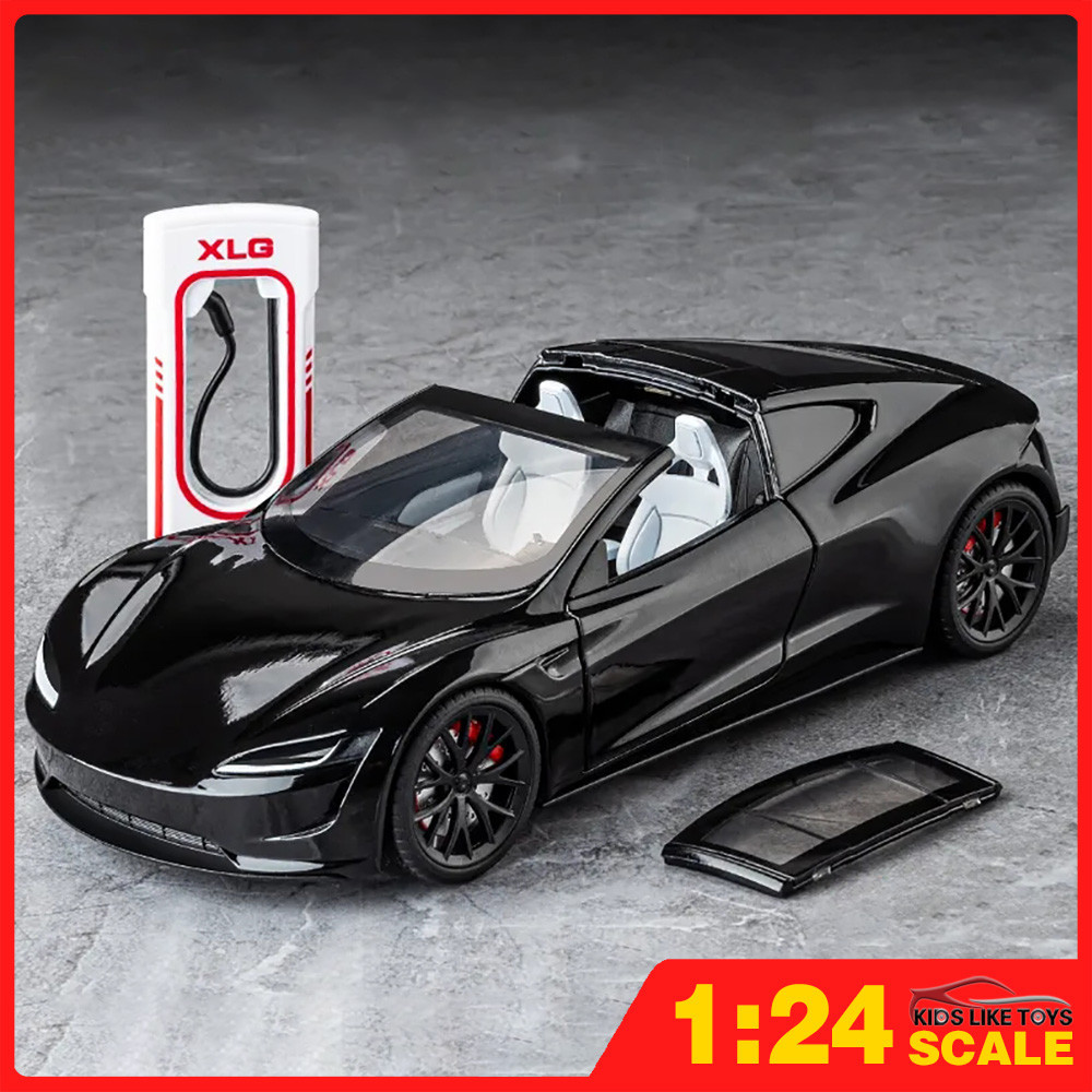 KLT 1:24 Tesla Roadster Metal Alloy Toys Car Model Diecast Vehicle For ...