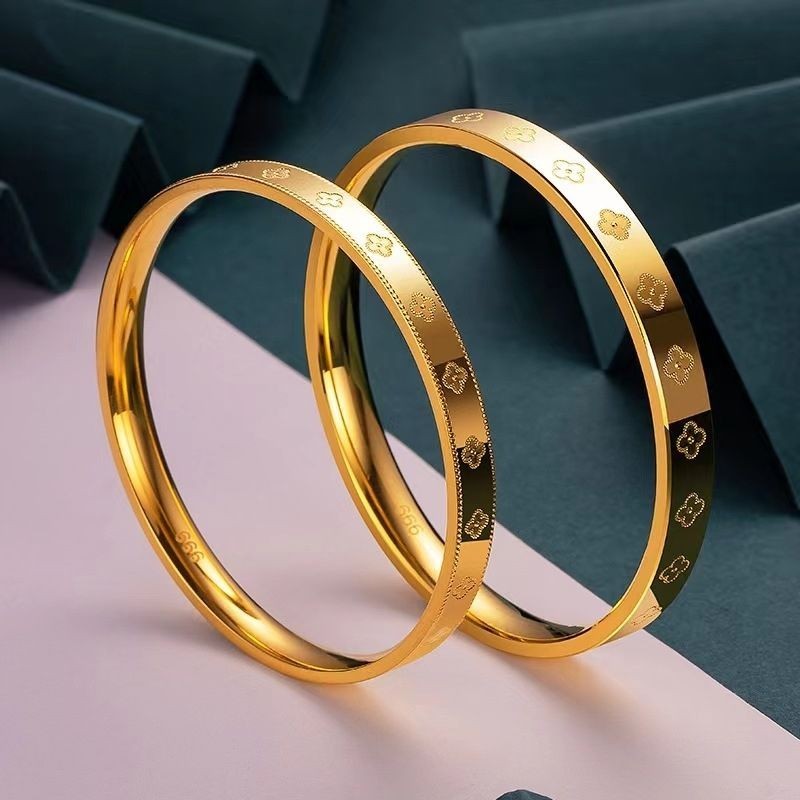 手链/手镯Bracelets & Bangles 金店小众手镯四叶草金色手镯不掉色时尚 