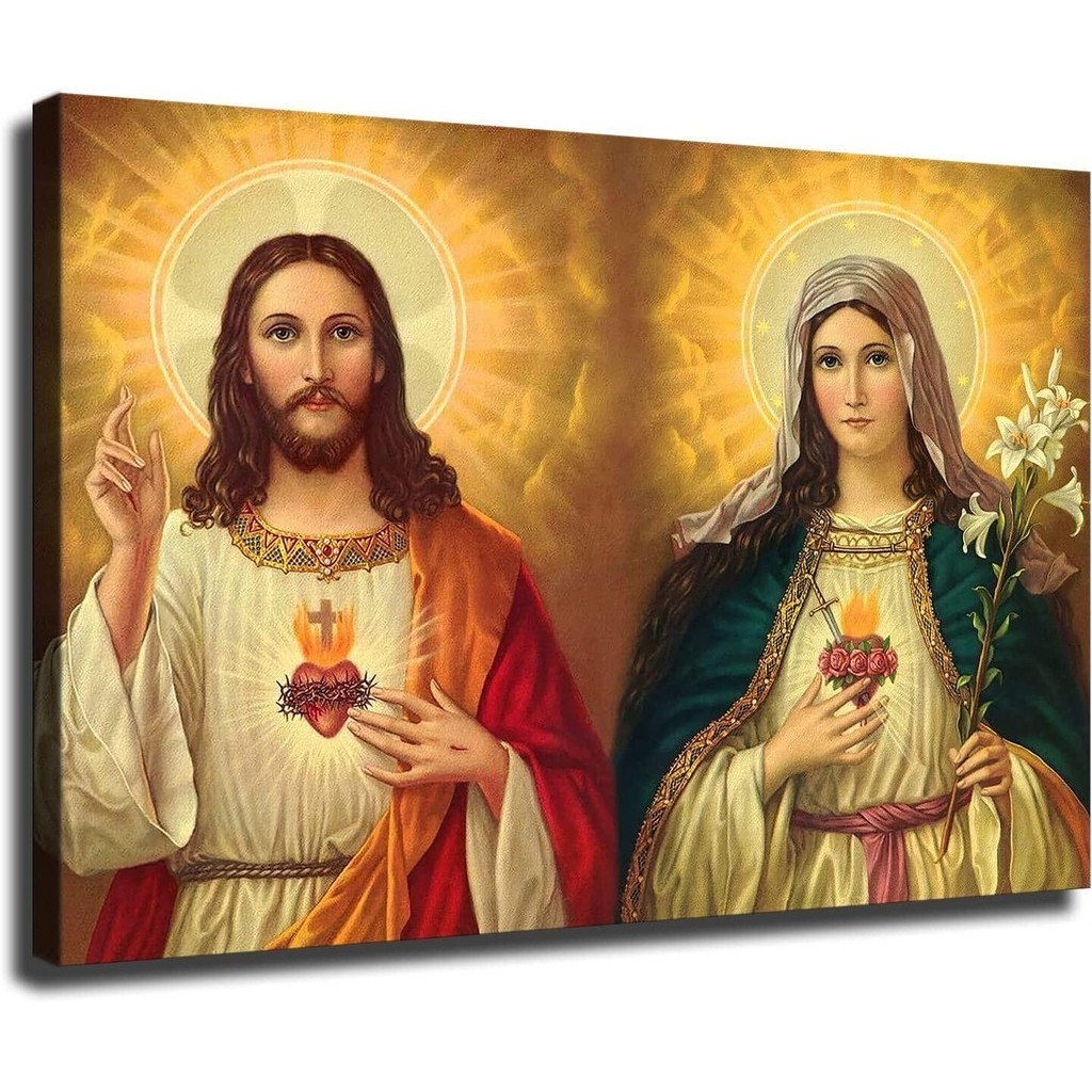 Sacred Heart of Jesus and Immaculate Heart of Mary HD Print Poster ...