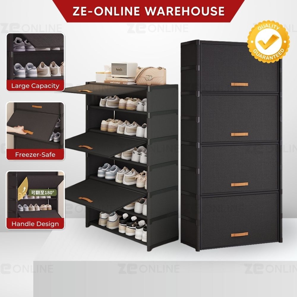 Multi-Layer Dustproof Shoe Rack with Cover-Large Capacity Storage Space ...