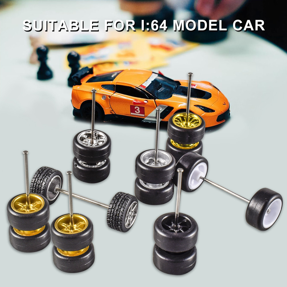9IMOD 1/64 Alloy Car Wheels and Rubber Tires 11mm Size Rims Tires Set ...