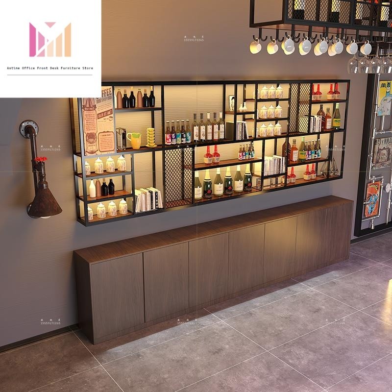 Bar wine rack, wall mounted wine cabinet storage rack, iron wall ...