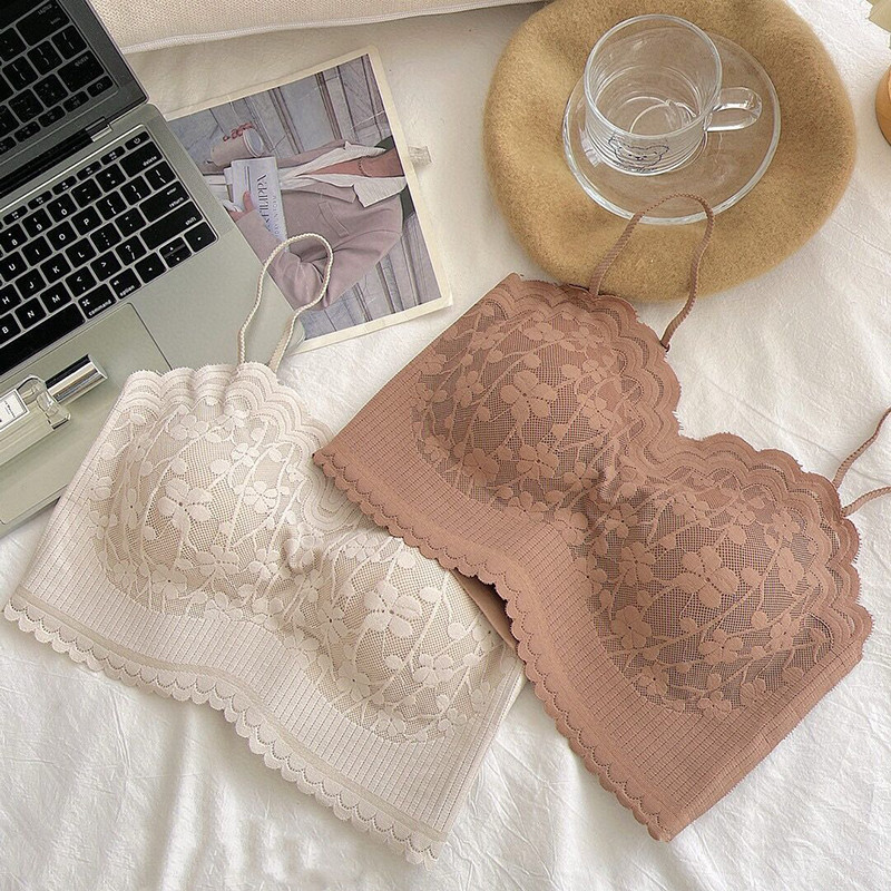 Cod Sexy Lace Breathable Camisole Thin Frameless Underwear Women ...
