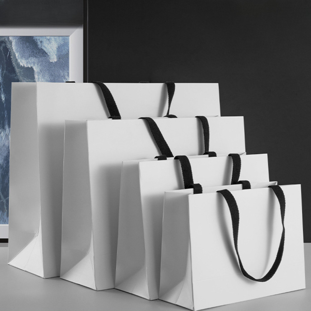 Paper Bag Gift Bag (Sample Wthite) Tote Bag 1pc with Ribbon for ...