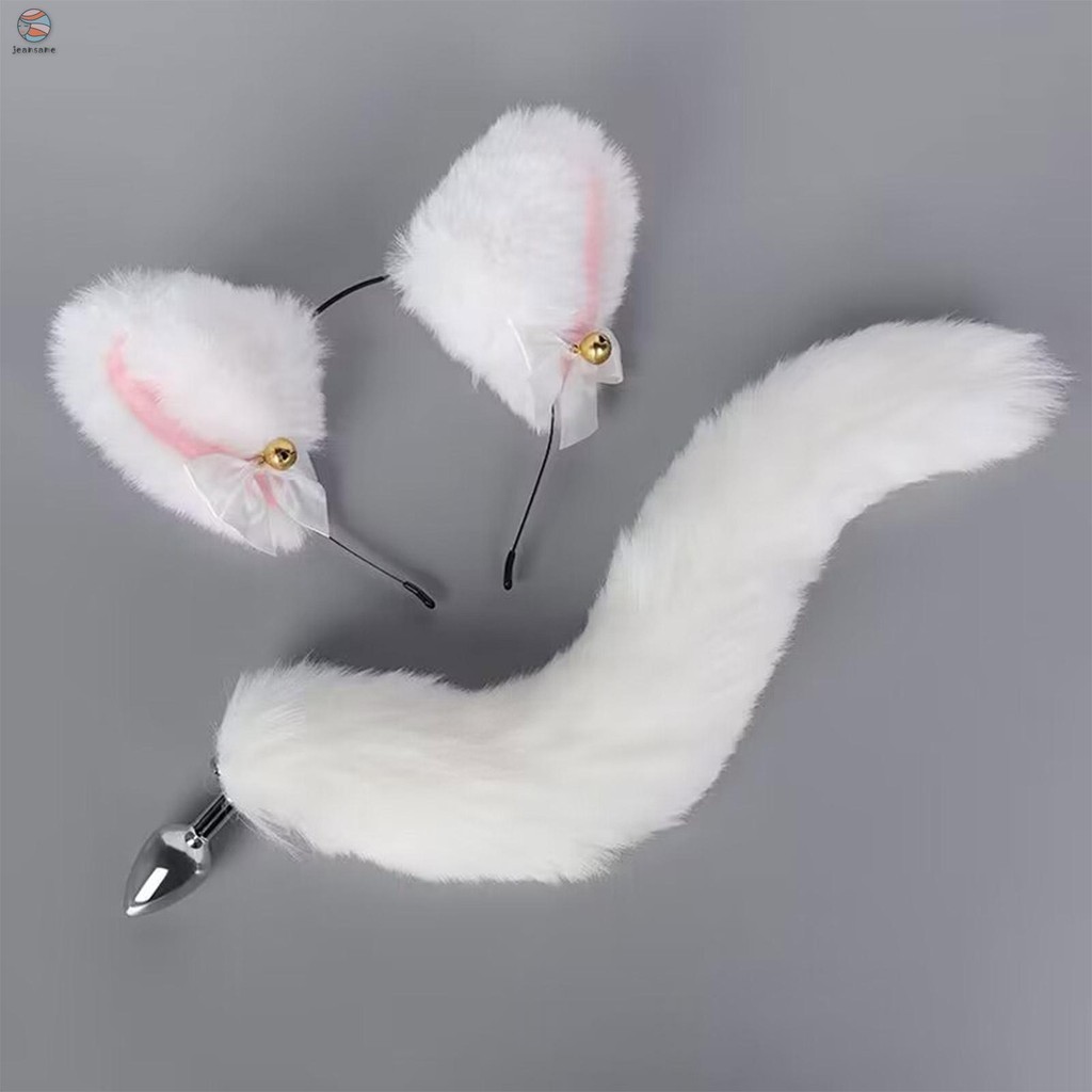 Cat Ear Headband Headdress Whiteblack Hairband With Tail Fur Anal Plug Shopee Malaysia 9126