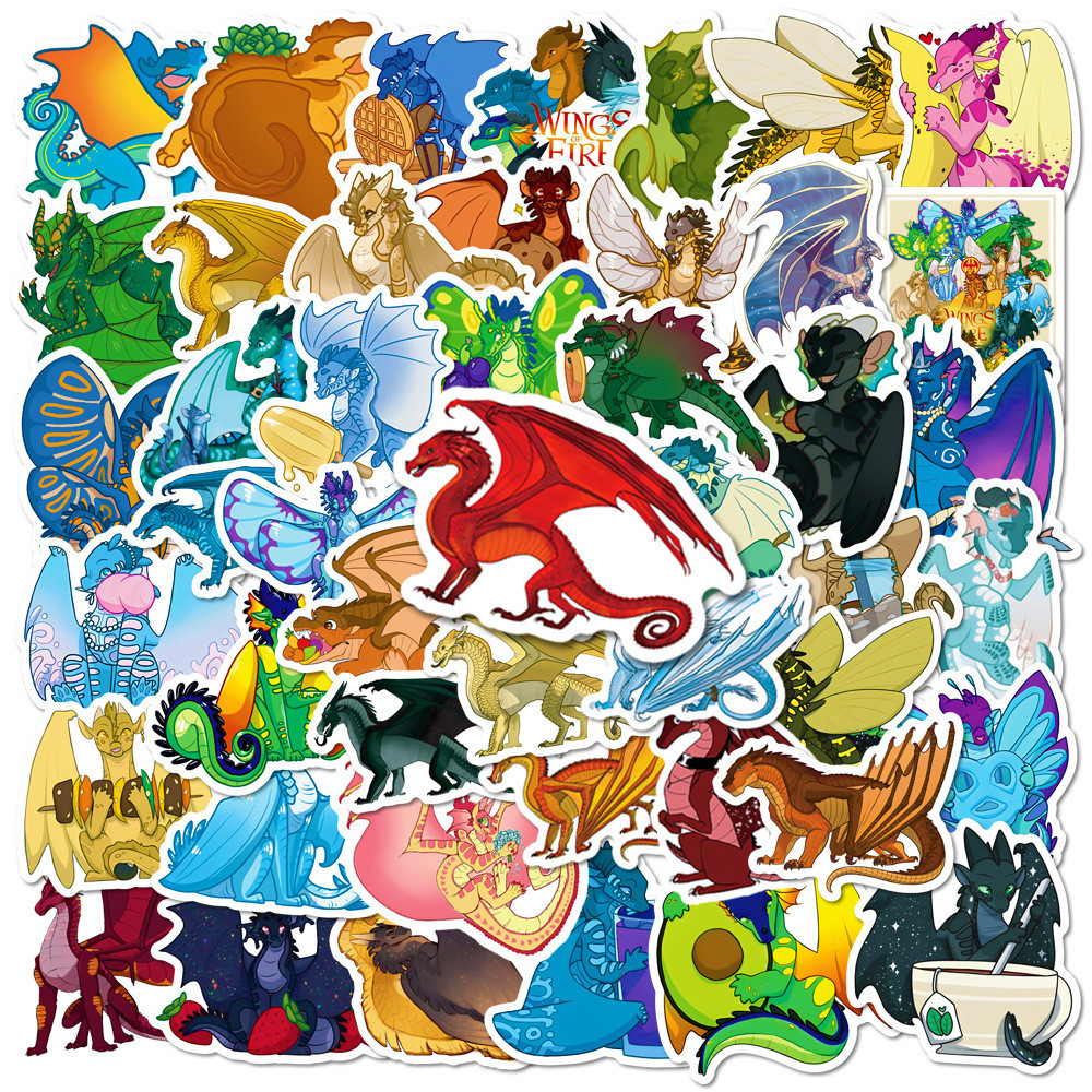 50 Sheets Animation Fire-Winged Flying Dragon Graffiti Stickers ...