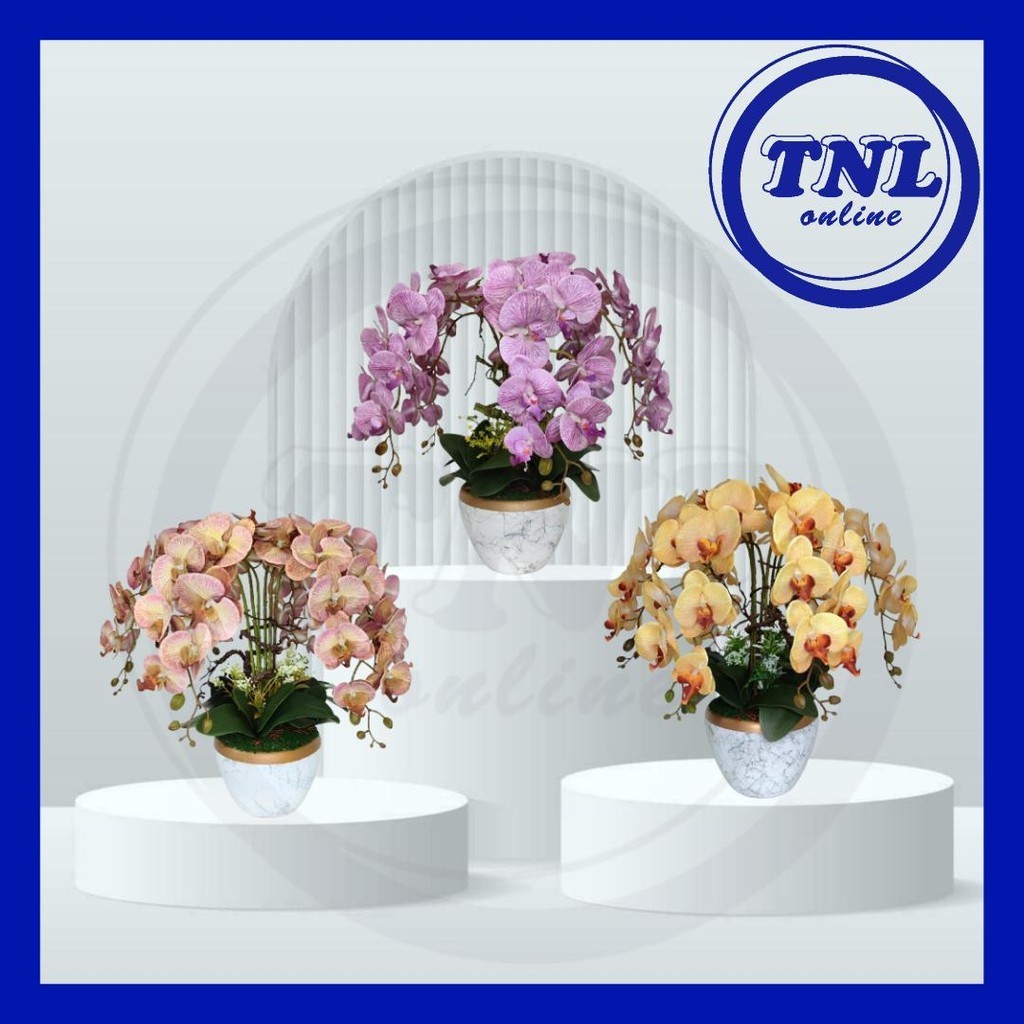 TNL ARTIFICIAL LIFE LIKE LATEX ORCHID FLOWER ARRANGEMENT FULL VIEW ...