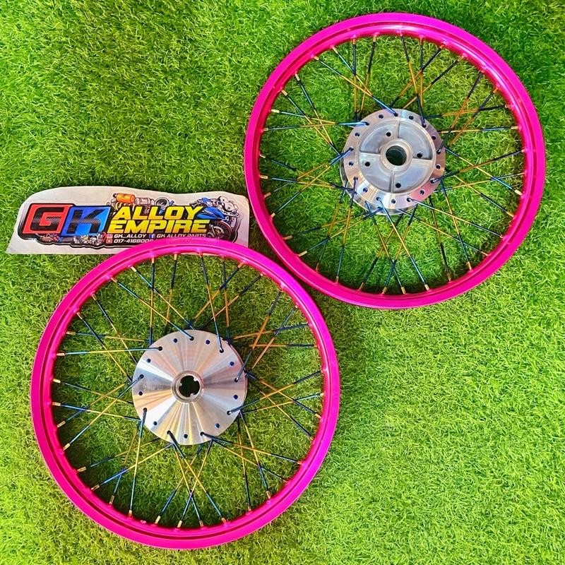RIM ALLOY PINK 17 x1.40 + HUB CHROM + LIDI TITANIUM PNP EX5 LAMA DAN ...