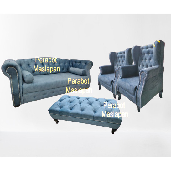 Harga Kilang Chesterfield Sofa Fabric Sofa Set 3 Seater Sofa + 1 Seater
