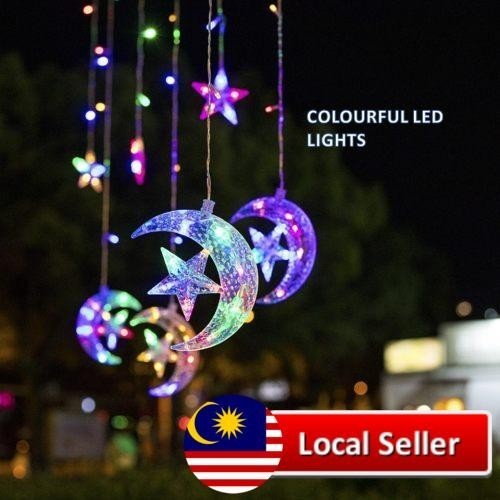 Lampu LED Bulan Bintang Kelip-Kelip Warna-Warni Hiasan Rumah Bilik ...