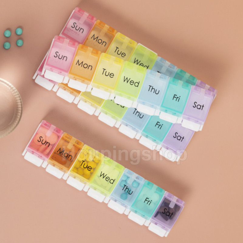7 Days Weekly Pill Box Colorful Tablet Holder Storage Case For Medicine ...