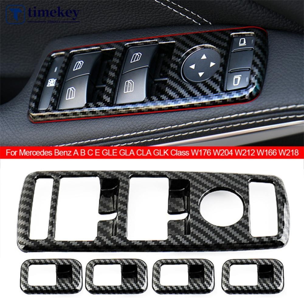 TIMEKEY 5Pcs Carbon Fiber Car Window Lift Button Frame Stickers For ...